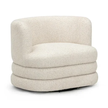 Asor Faux Mohair Swivel Hotel Lounge Chair cream