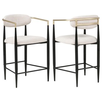 Dina Fabric Upholstered Counter Chair Beige (Set of 2)