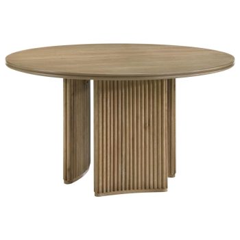 Alina 53-inch Round Wood Dining Table Distressed Light Brown