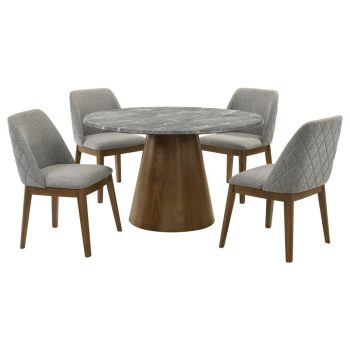 Lyn 5-piece Round Dining Table Set Grey and Dark Oak