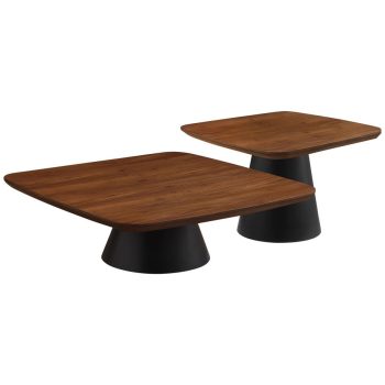Exon 2-piece Coffee Table Set Walnut and Black