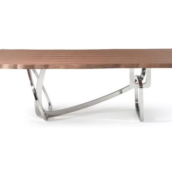 Aly Modern Walnut & Stainless Steel Dining Table