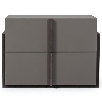 Lucy - Italian Modern Elm and Matte Grey Nightstand