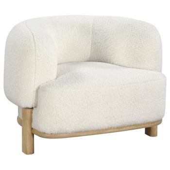 Lale Upholstered Barrel Back Accent Chair Ivory