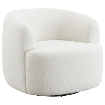Juson Faux Sheepskin Upholstered Swivel Chair Natural