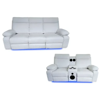Zoe Power Recliner Sofa Set White