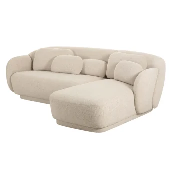 Linda 2-Piece Cream Boucle L-Shaped Sectional. RAF