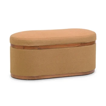 Olie 41" Boucle Oval Storage Ottoman