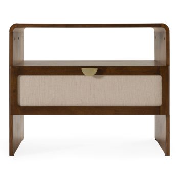 milo - Modern Natural Burlap + Walnut Nightstand