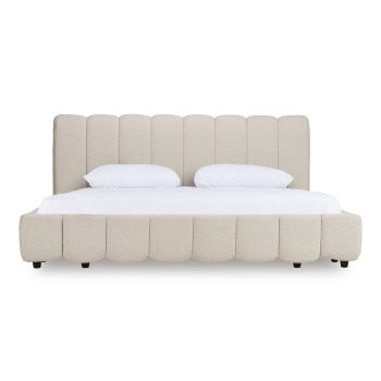 Larris - Modern Off-White Fabric Bed King