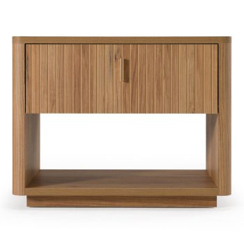 Romy - Modern Oak + Gold Nightstand