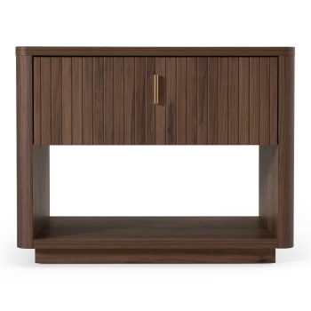 Romy - Modern Walnut + Gold Nightstand