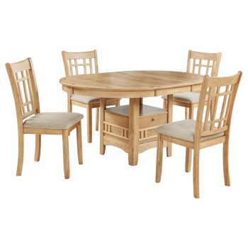 Pavon 5-piece Oval Extension Leaf Dining Set Light Oak