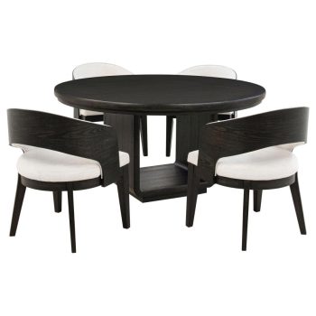 Leany 5-piece Round Dining Table Set Burnished Black