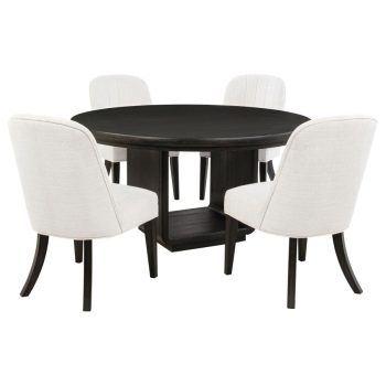 Leany 5-piece Round Dining Table Set Burnished Black
