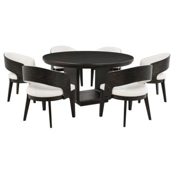 Leany 7-piece Round Dining Table Set Burnished Black
