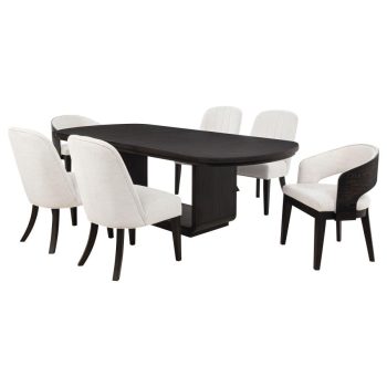 Leany 7-piece Rectangular Dining Table Set Burnished Black