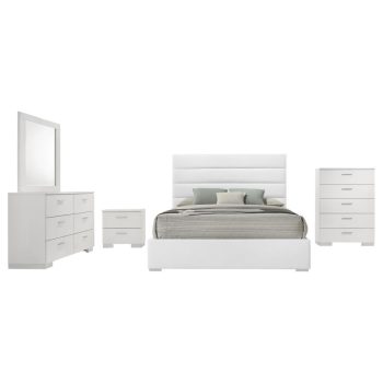 Fely 5-piece Queen Bedroom Set White High Gloss