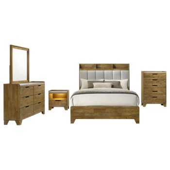 Jefreson 5-piece Eastern King Bedroom Set Medium Oak