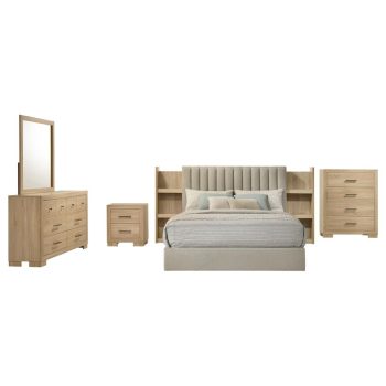 Ariel 5-piece Eastern King Bedroom Set Light Oak