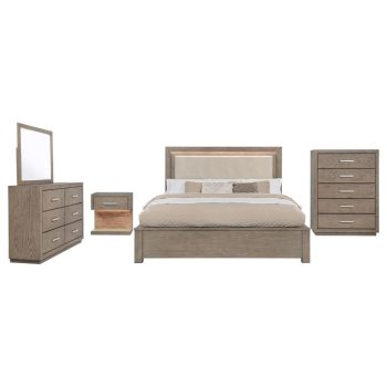 Set Genova 5-piece Eastern King Bedroom Set Barley Brown