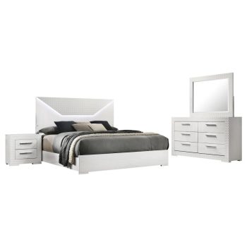 Ivys 4-piece Eastern King Bedroom Set White High Gloss