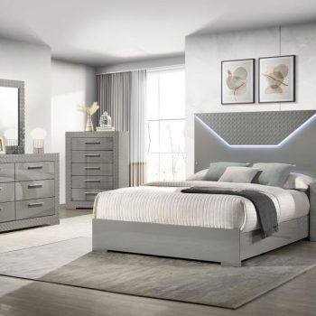 Ivys 5-piece Queen Bedroom Set Grey High Gloss