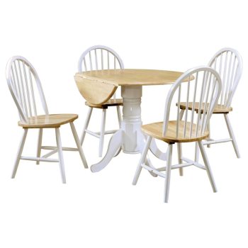 Kaly 5-piece Round Drop Leaf Dining Table Set White