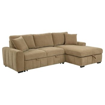 Triana Upholstered Sleeper Sectional Sofa RAF Chaise Camel