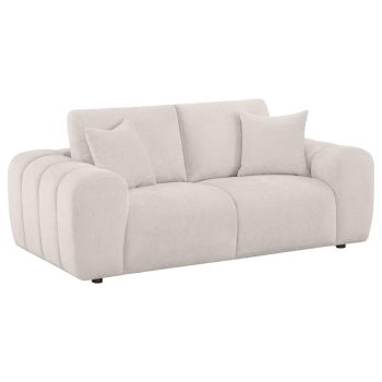 Netty Chenille Upholstered Wide Arm Loveseat Ivory