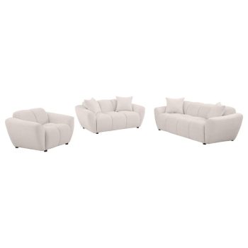 Tino 3-piece Chenille Splayed Arm Sofa Set Greige