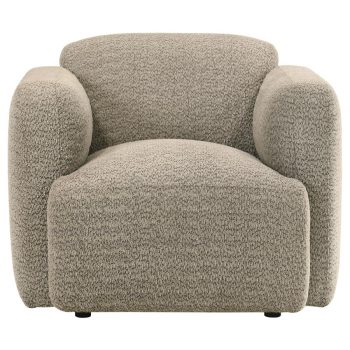 korset Fabric Upholstered Round Track Arm Accent Chair Brown