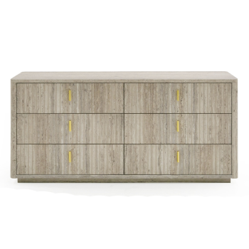 Romy - Modern Faux Travertine + Gold Dresser