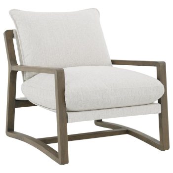 Gena Boucle Upholstered Wood Arm Accent Chair Sand