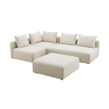 Hang 4-Piece Cream Boucle Modular Chaise Sectional