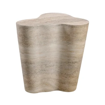 Atenas Faux Travertine Side Table 18"Short