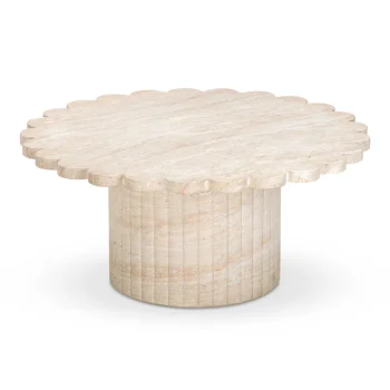 Bloss 36" Washed Faux Travertine Finish Indoor/Outdoor Round Coffee Table