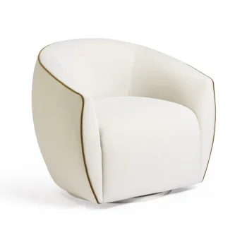 Roland Contrast Piping Performance Velvet Swivel Accent Chair Chocolate Brown,Cream