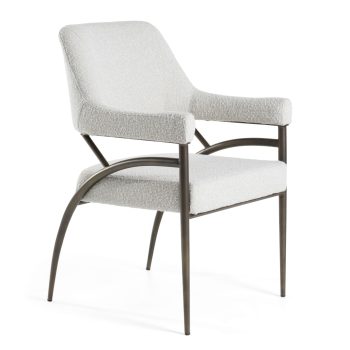 Letty - Modern Off-White Fabric + Bronze Dining Chair