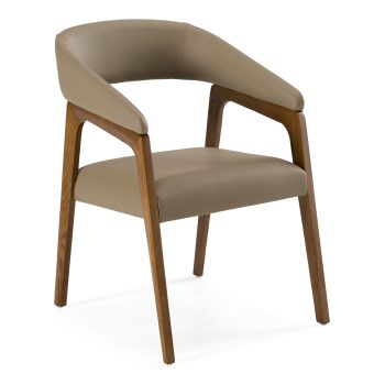 Olive Mid-Century Taupe & Walnut Dining Chair