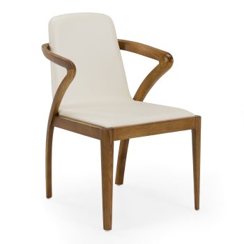 Conan Mid-Century Walnut and Cream Dining Chair