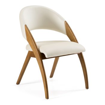 Luba Mid-Century Cream & Walnut Dining Chair