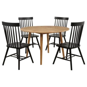 Zanders 5-piece Round Dining Table Set Light Ash and Black