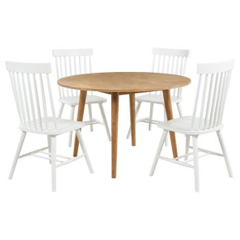 Zanders 5-piece Round Dining Table Set Light Ash and White