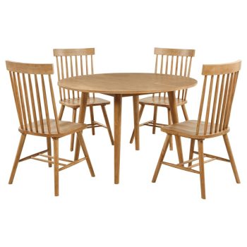 Zanders 5-piece Round Wood Dining Room Table Set Light Ash