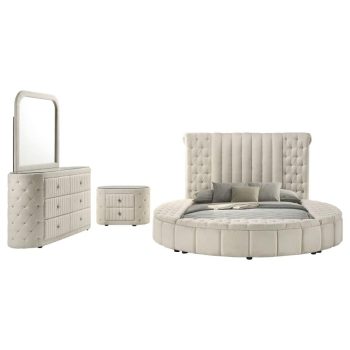 Soya 4-piece Upholstered Eastern King Bedroom Set Ivory