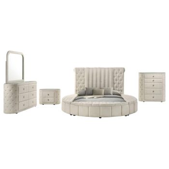 Soya 5-piece Upholstered Eastern King Bedroom Set Ivory