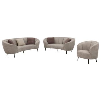 Lorie 3-piece Upholstered Curved Sofa Set Beige