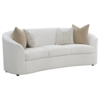 Rauw Boucle Upholstered Sloped Arm Sofa Latte