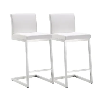 Farma Performance Vegan Leather Counter Stool - Set of 2(white)
